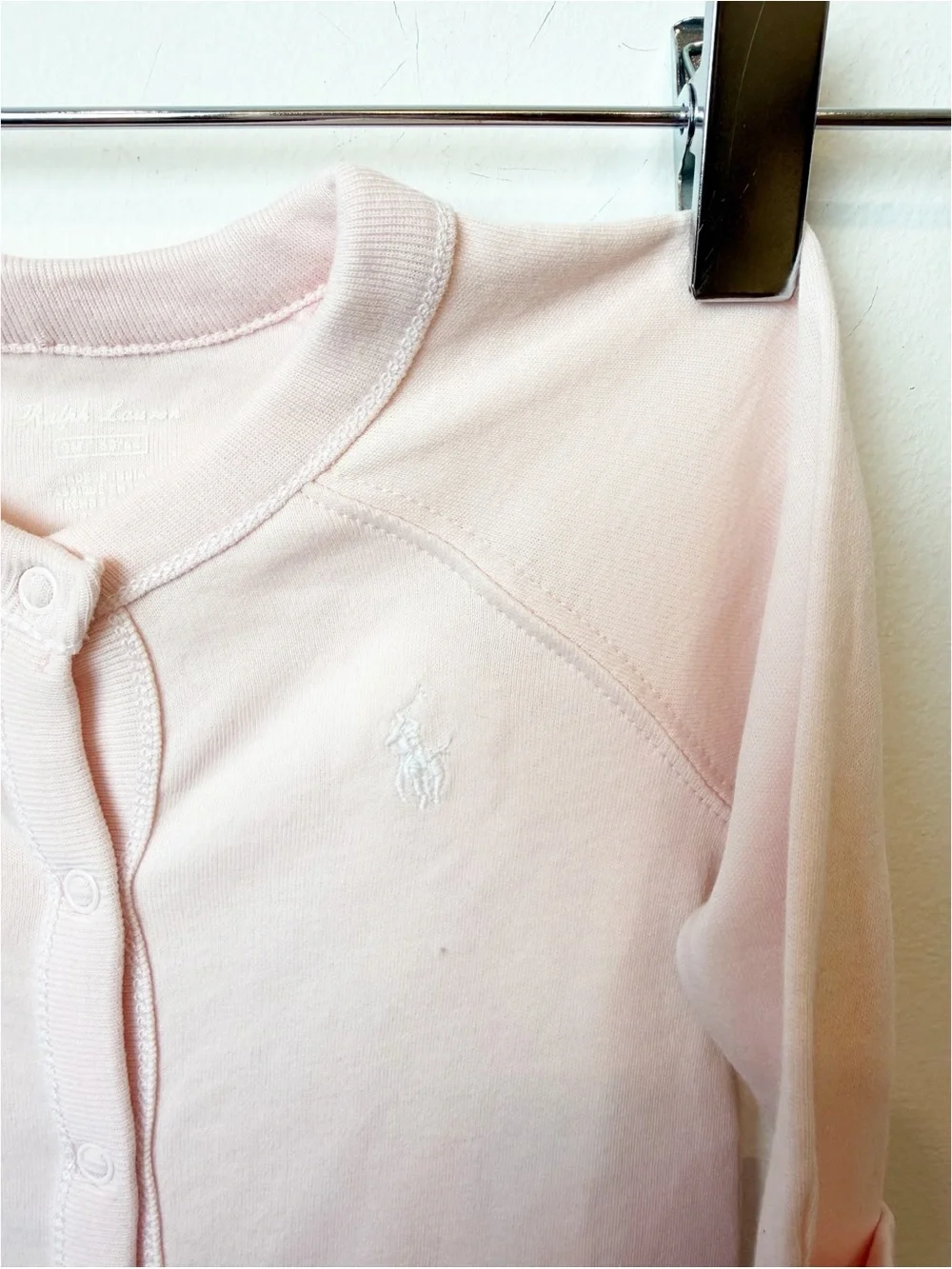 Ralph Lauren | Pale Pink Cotton Snap Front Baby Onesie